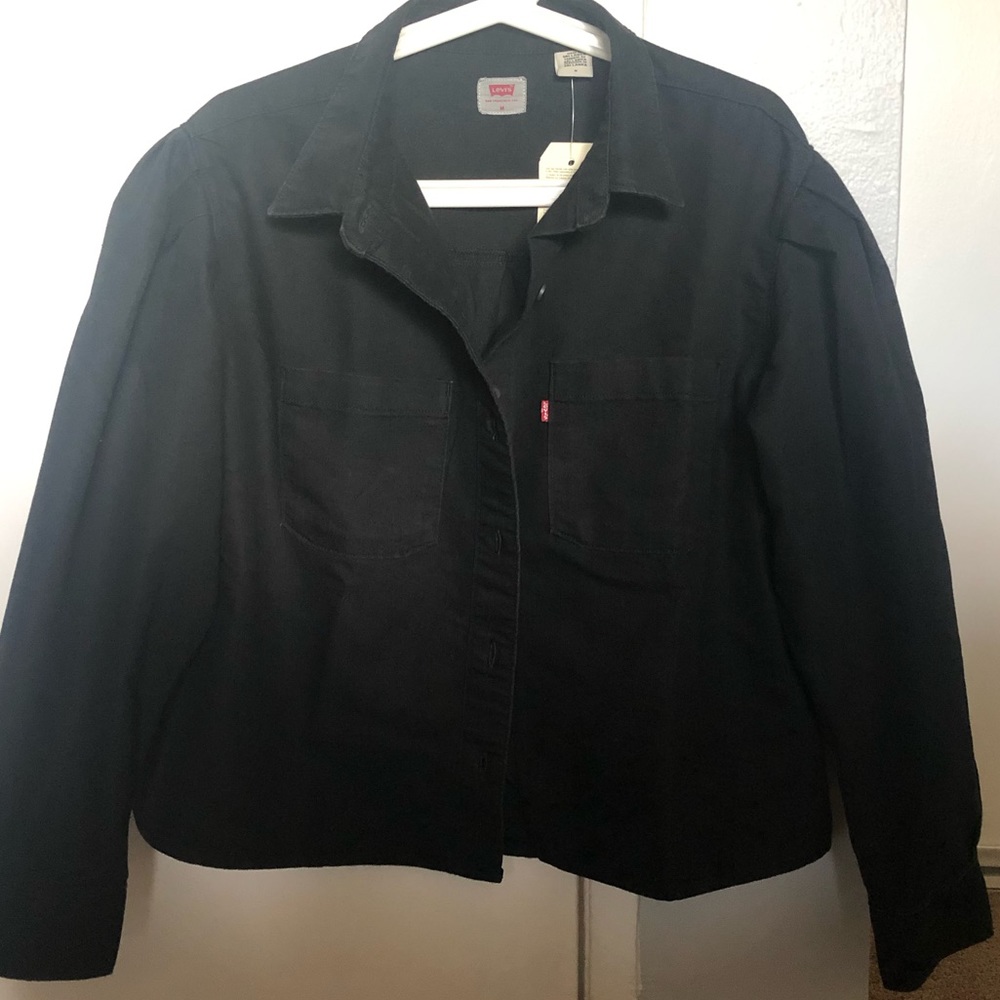 Levi’s Black Puffed Sleeve Light Jean Denim Jacket - M